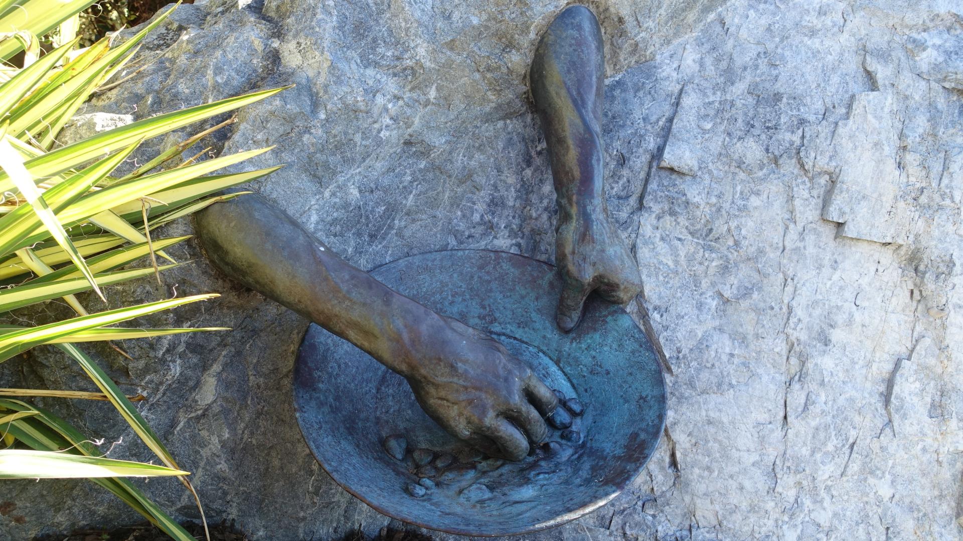 Hands of Time: Panning for Gold sculpture by Crystal Przybille