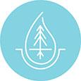 Raingarden icon, blue drop of water with tree inside
